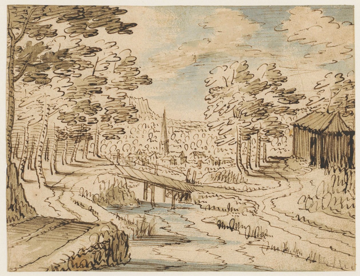 Landscape with Bridge by Tobias Verhaecht (circle of)