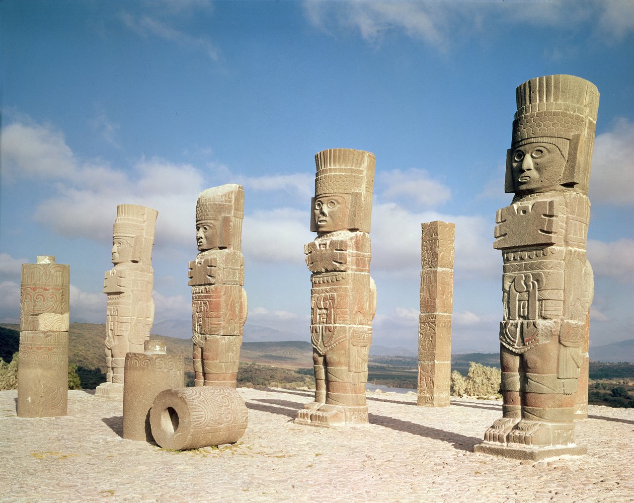 The Atlantean Columns on Top of Pyramid B, Pre-Columbian by Toltec