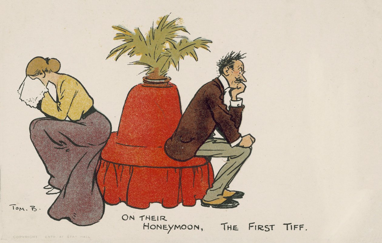 First argument of a couple on honeymoon by Tom Browne