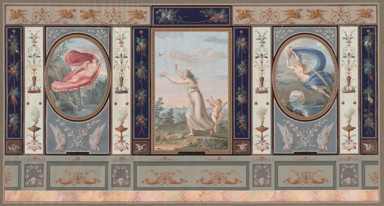 Elaborate Wall Decoration with Endymion and Hebe by Tommaso Bigatti