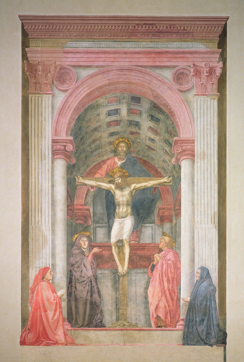 The Trinity, 1427-28 (post restoration) (detail) by Tommaso Masaccio