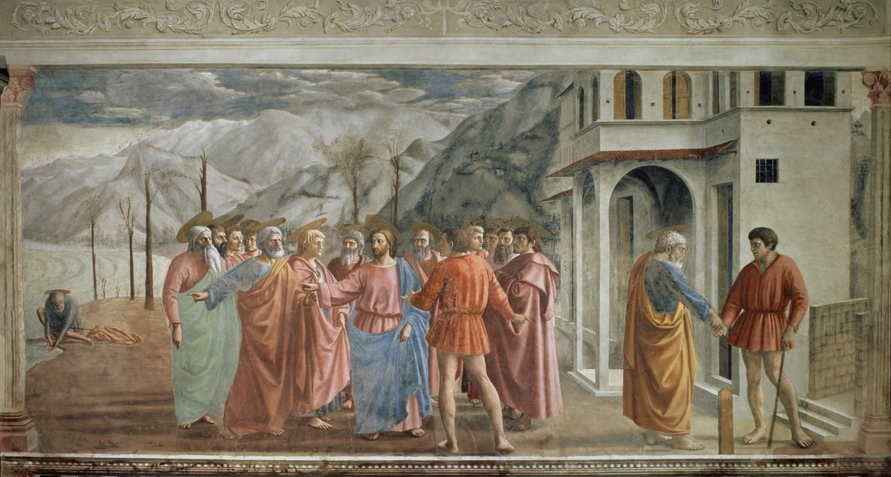 Tribute Money - Fresco by Masaccio (1401-1428) by Tommaso Masaccio
