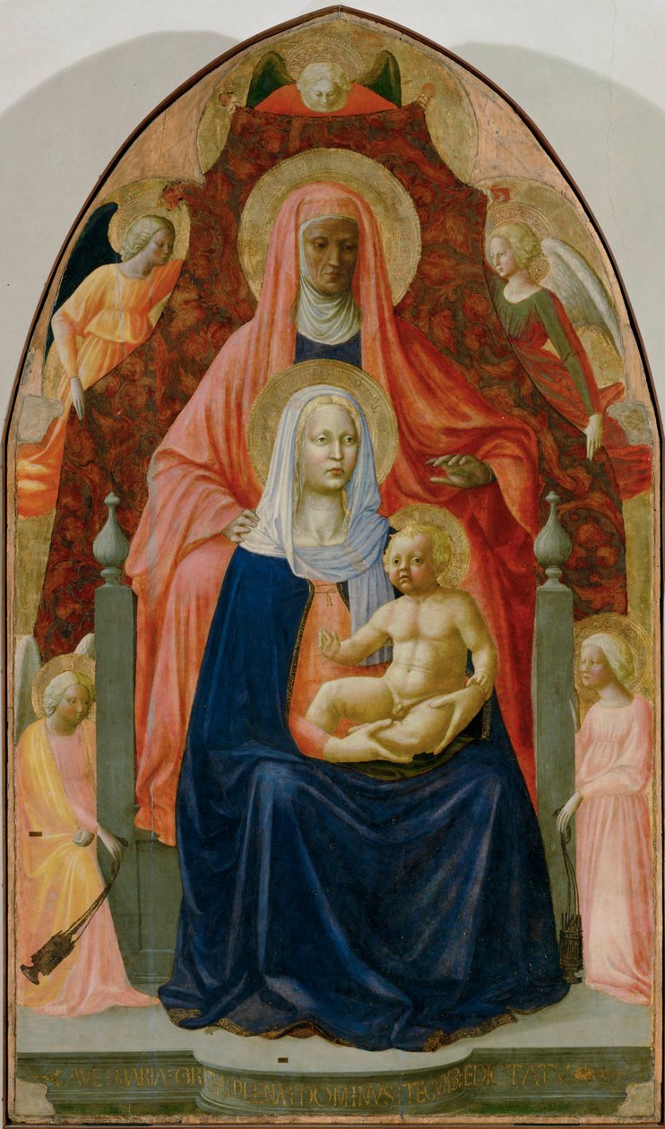 Saint Anne, Virgin Mary and Infant Jesus, Five Angels by Tommaso Masaccio