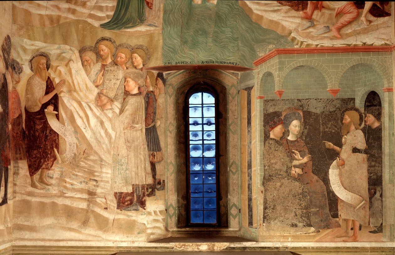 Episode of the life of Saint John the Baptist: the predication of Saint John the Baptist in the desert and Saint John the Baptist facing Herod by Tommaso Masolino da Panicale