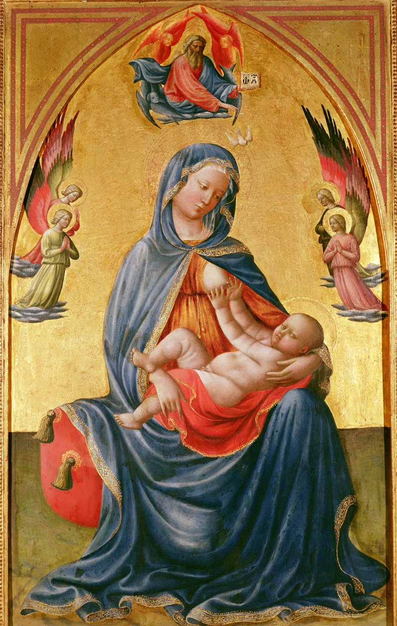 Virgin and Child with God the Father, Holy Spirit and angels by Tommaso Masolino da Panicale