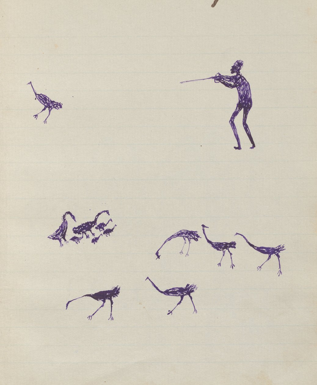 Man Shooting Bird; Groups of Birds by Tommy McRae