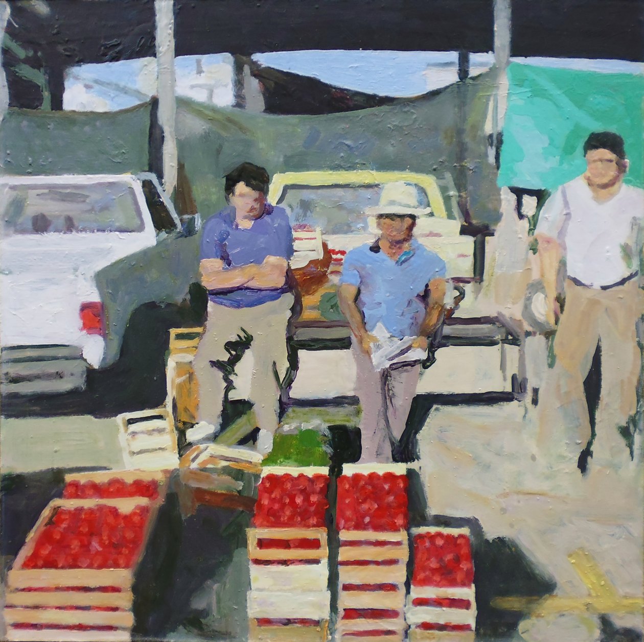 Three men selling tomatoes (San Juan, Argentina), 2014 by Trevor Burgess