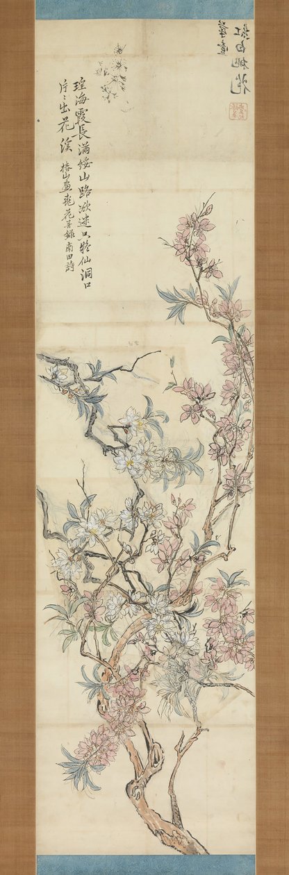 Red and White Peach Blossoms, Preparatory Sketch by Tsubaki Chinzan