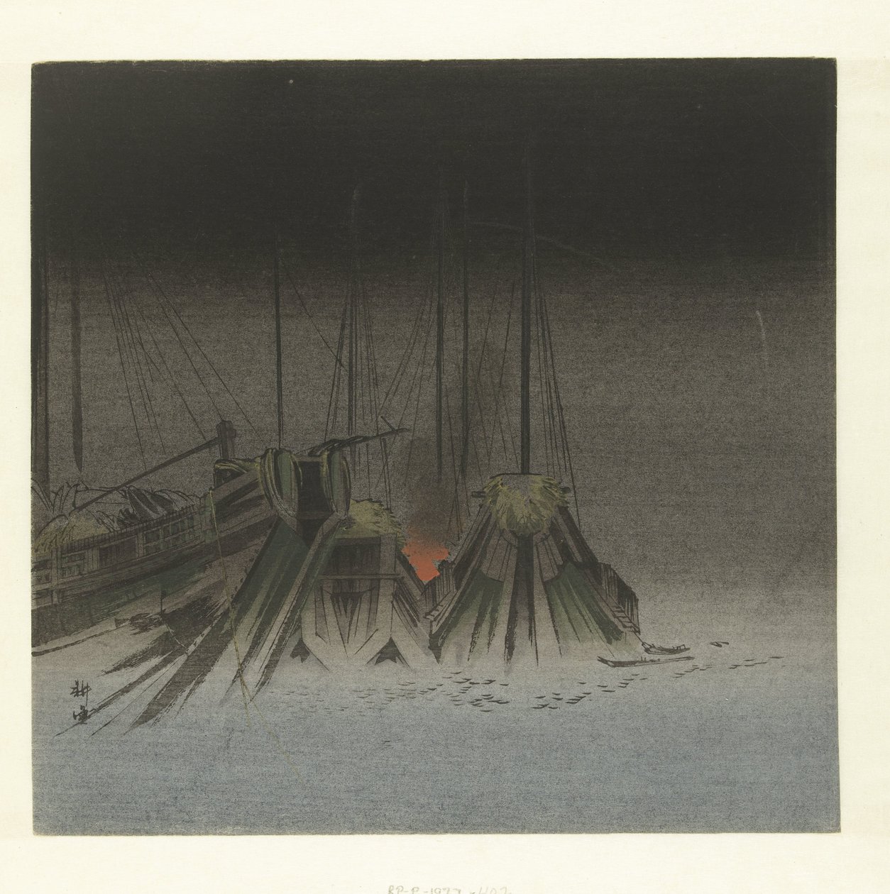 Ships at Night by Tsukioka Kogyo