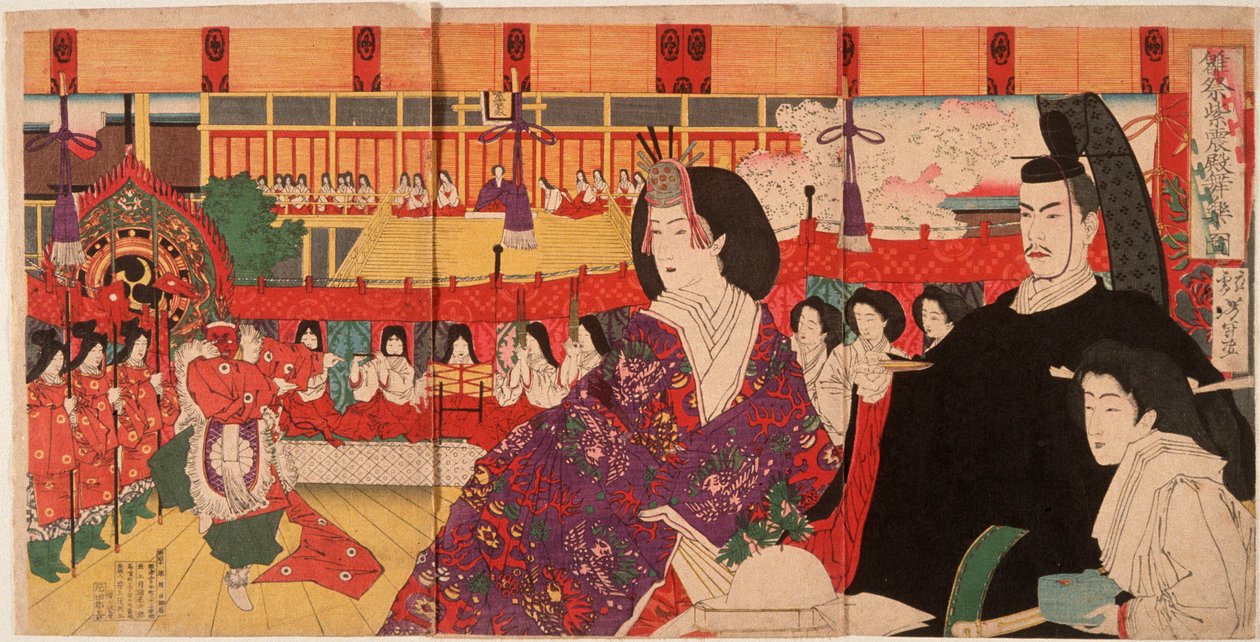 A Bugaku Performance at the Imperial Palace during the Doll Festival by Tsukioka Yoshitoshi