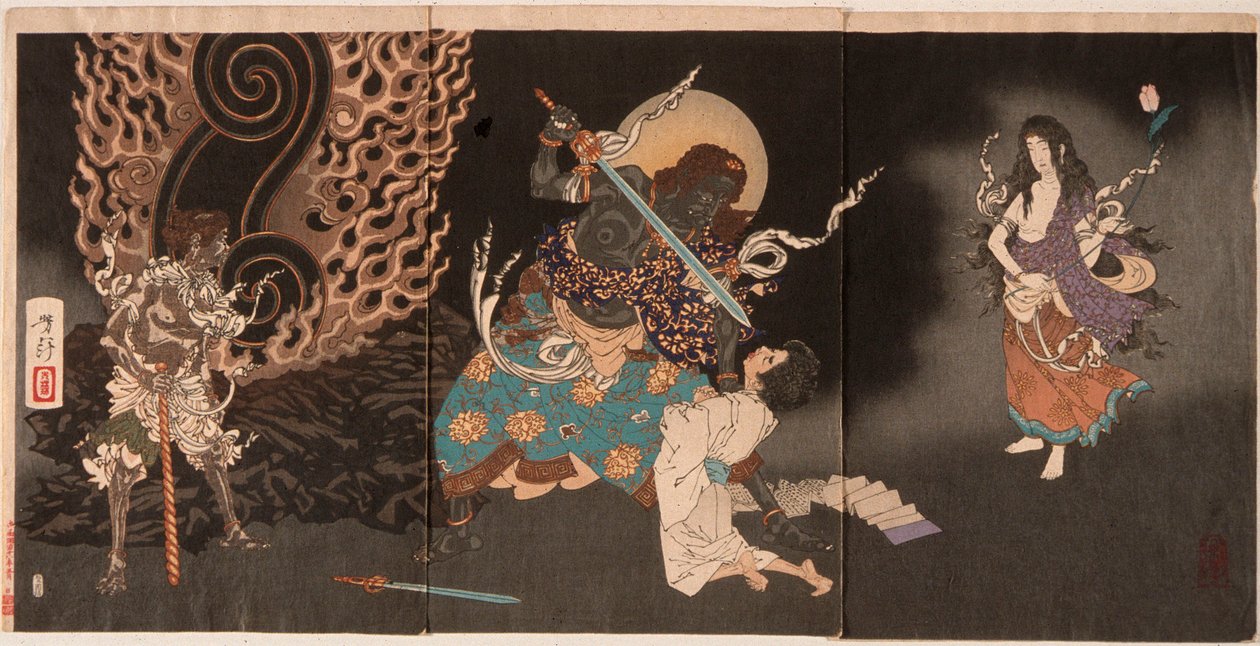 Yūten Swallowing the Sword of Fudō by Tsukioka Yoshitoshi