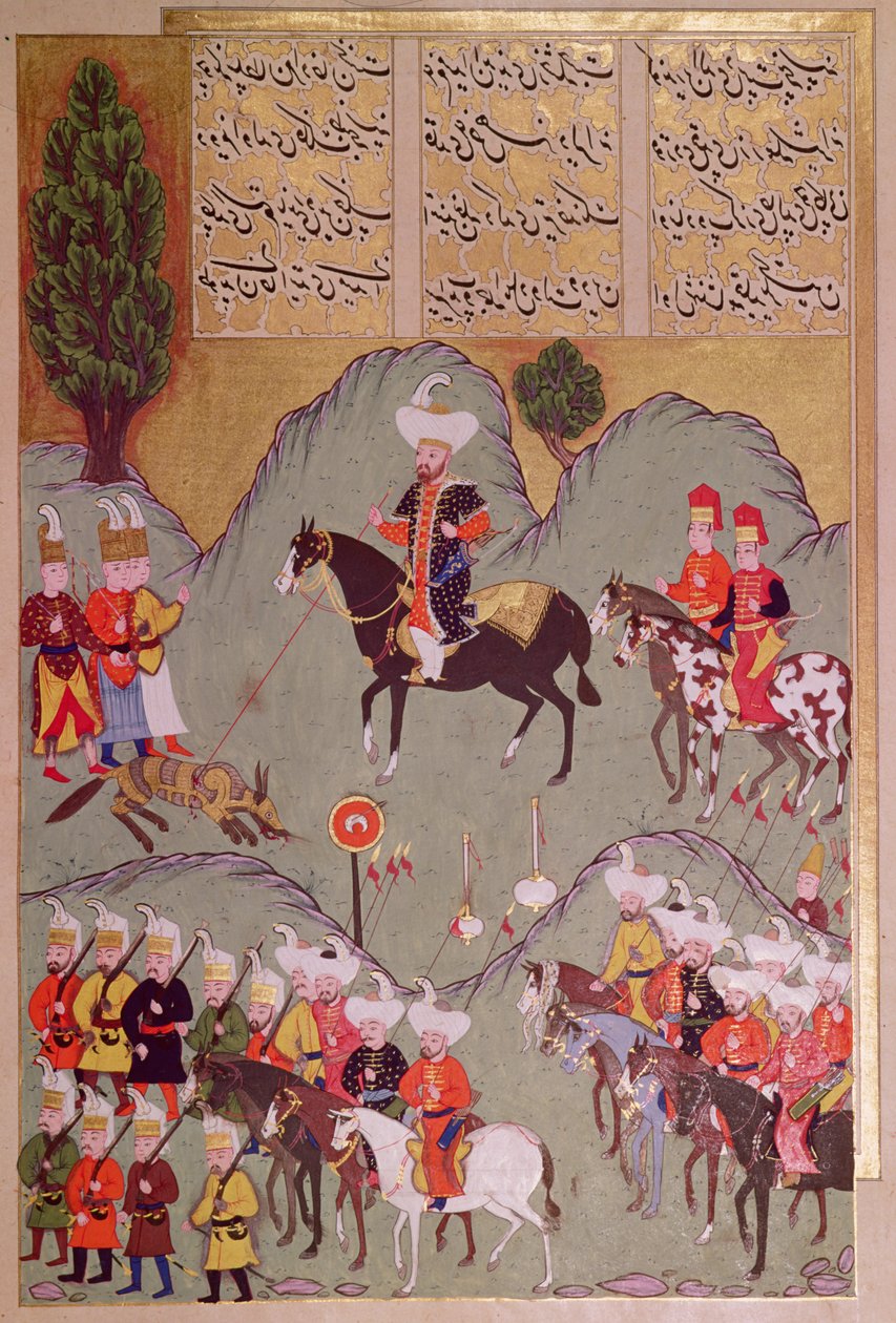 Sultan Murad I (c.1326-1389) Hunting a Wolf, from 
