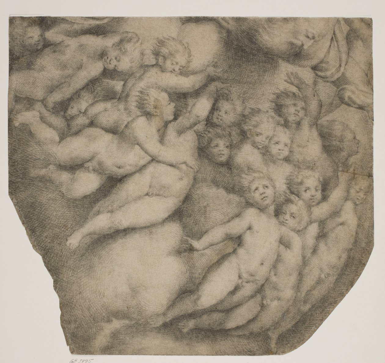 God the Father Borne by Angels in Clouds, After the Cupola at Cortemaggiore by Ubekendt Ubekendt