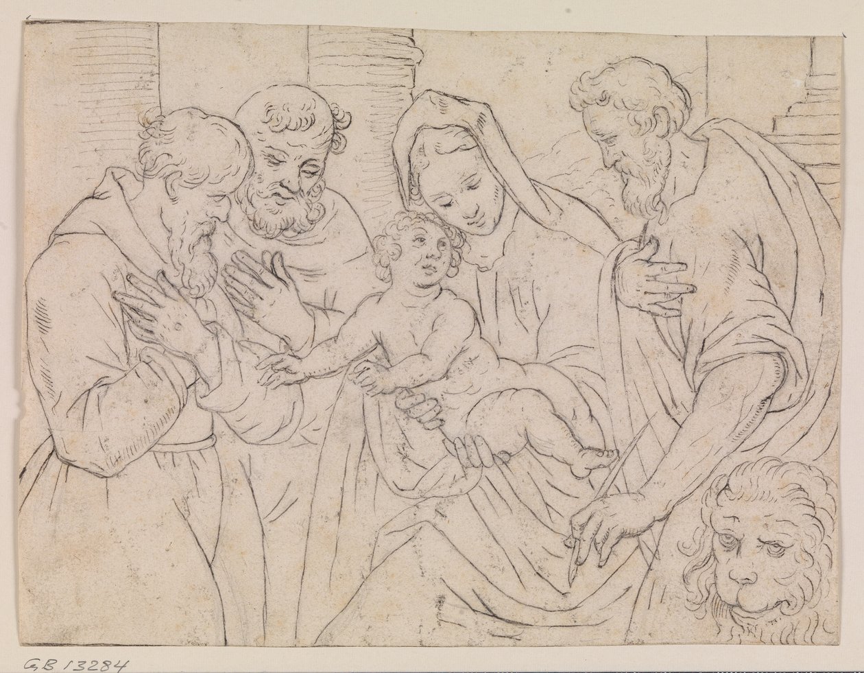 Virgin and Child with Sts Mark, Francis and Dominic? by Ubekendt Ubekendt