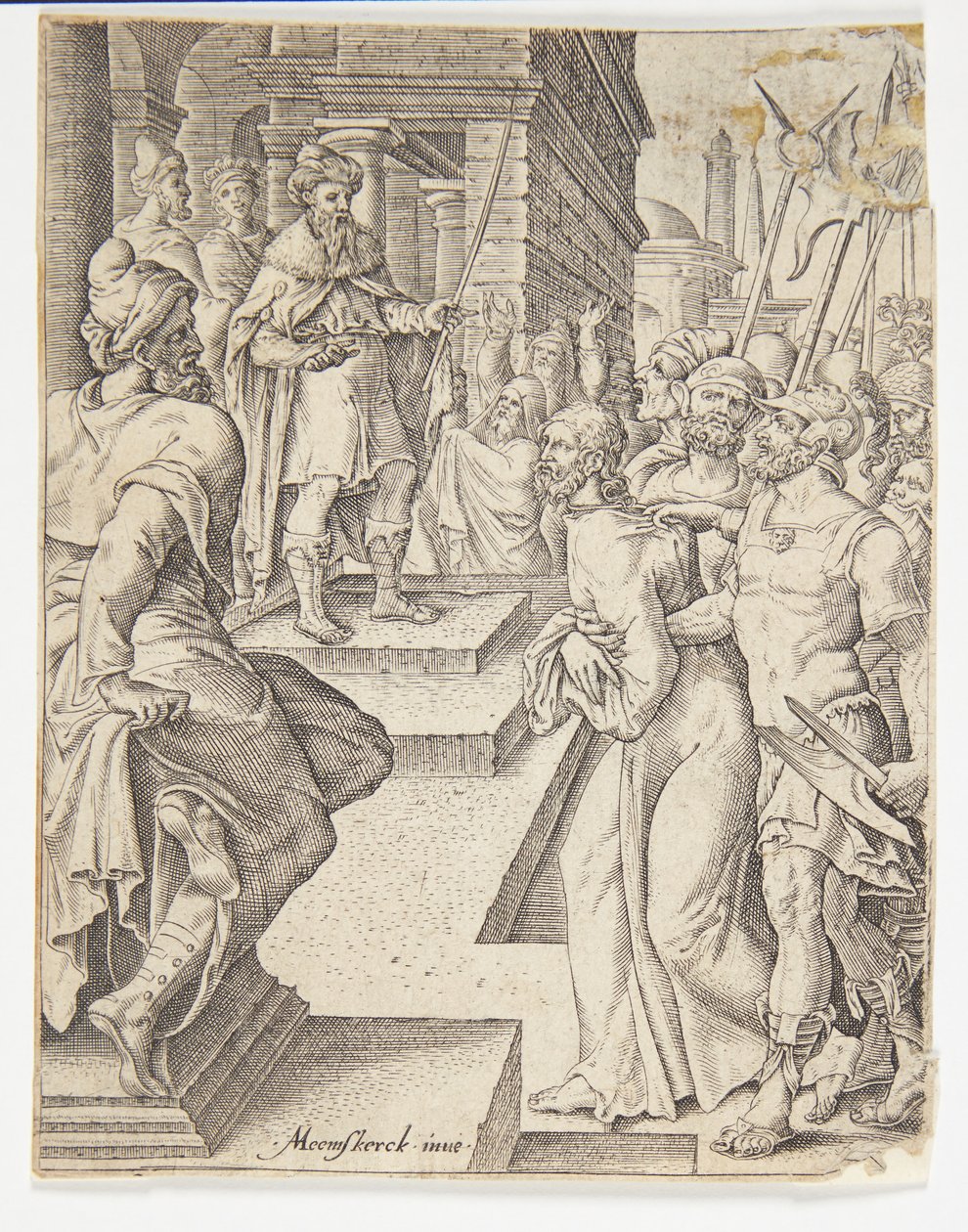 Christ Before Pilate by Ubekendt efter Dirck Volckertsz. Coornhert efter Maarten van Heemskerck