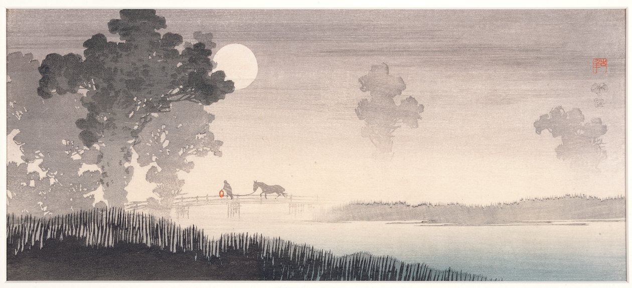 Misty Moonlit Landscape by Uehara Konen