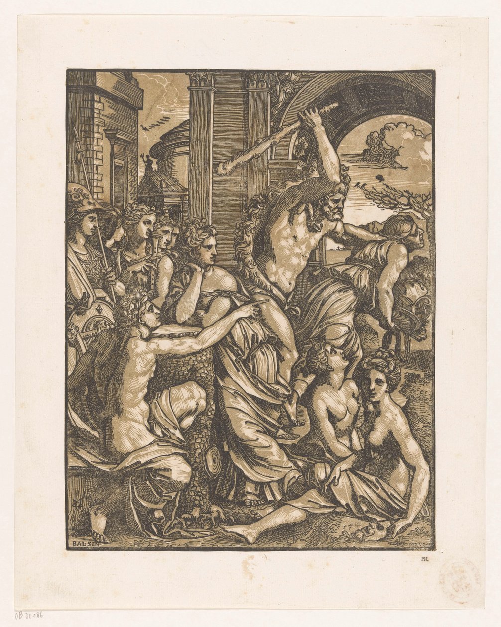 Greed Driven from the Temple of the Muses by Ugo da Carpi