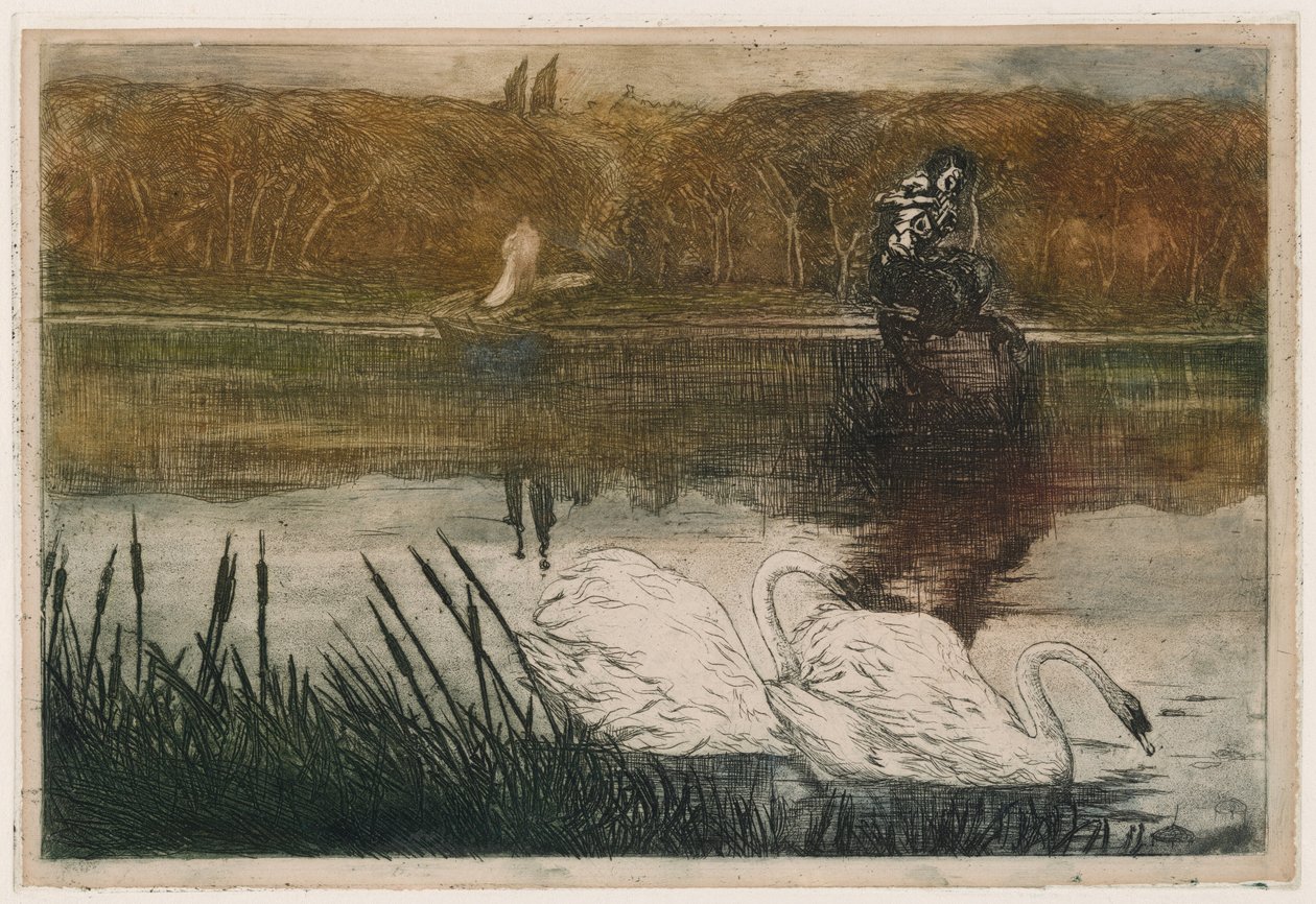 Lake with Swans by Umberto Boccioni