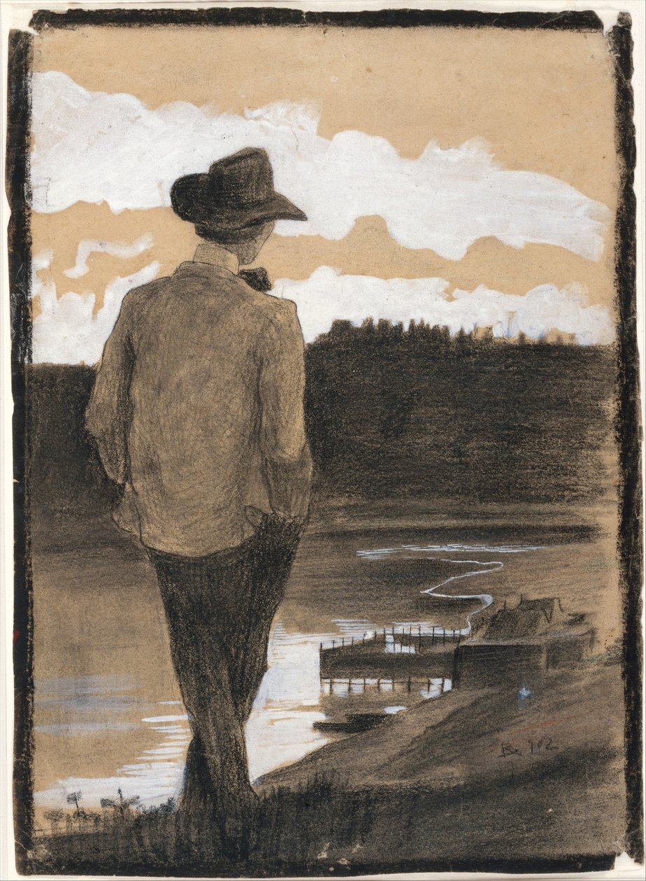 Young Man on a Riverbank (recto); Study of a Wagnerian Scene (verso) by Umberto Boccioni