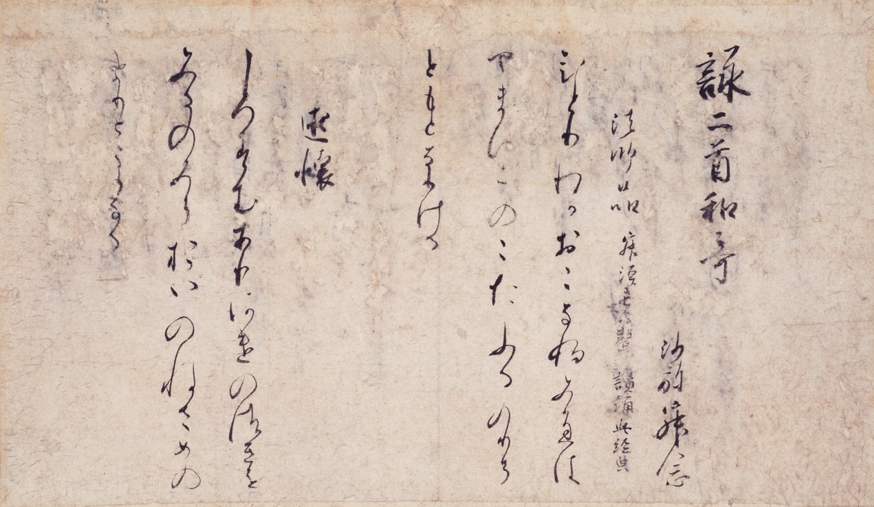 Part of the Poems on the Chapters of the Lotus Sutra collection of exemplary poets and calligraphy of the late Heian period by Unbekannt Unbekannt