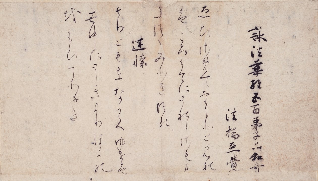 Part of the Poems on the Chapters of the Lotus Sutra collection of exemplary poets and calligraphy of the late Heian period by Unbekannt Unbekannt