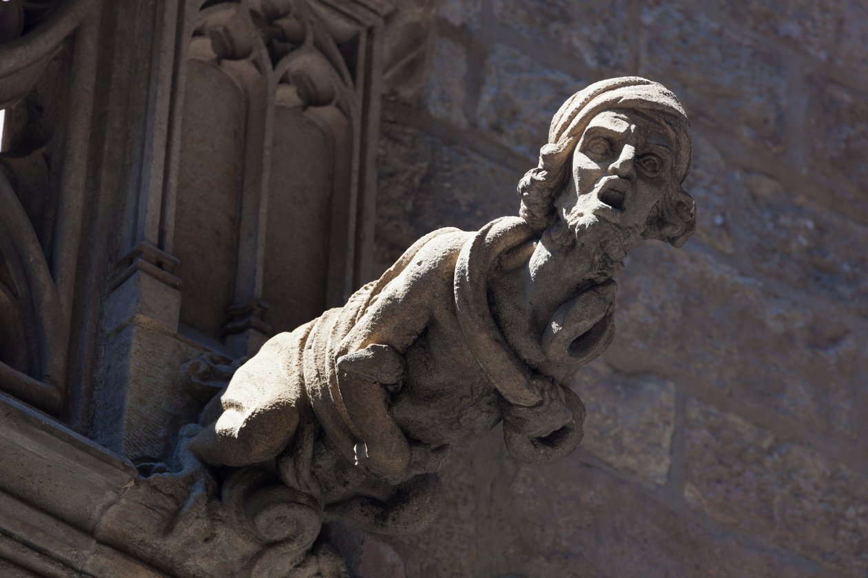 Barcelona, Spain. Gargoyle on building in Gothic Quarter by Unbekannt Unbekannt