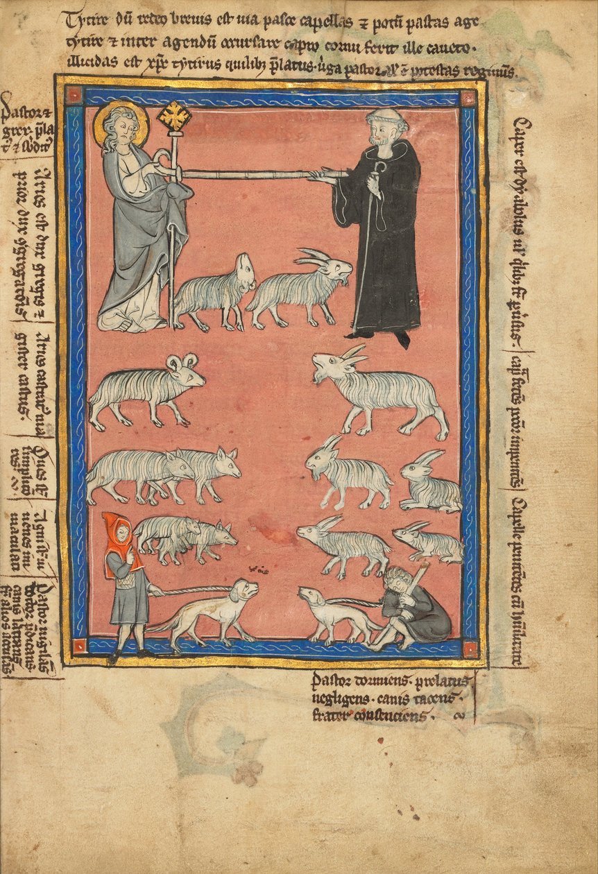 Christ and a Monk Holding the Ends of a Staff and Two Shepherds with their Flock by Unbekannt Unbekannt
