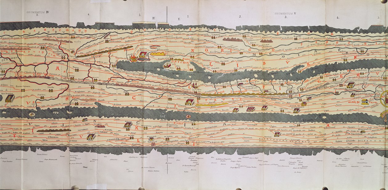 Detail of Italy from the Peutinger map (detail) by Unbekannt Unbekannt