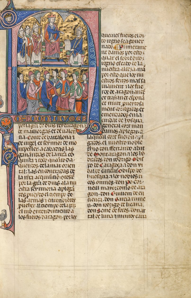 Initial N: Vidal de Canellas Offering His Text to King James by Unbekannt Unbekannt