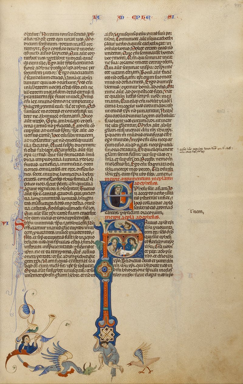Initial P: Saint Paul Giving a Letter to a Messenger by Unbekannt Unbekannt