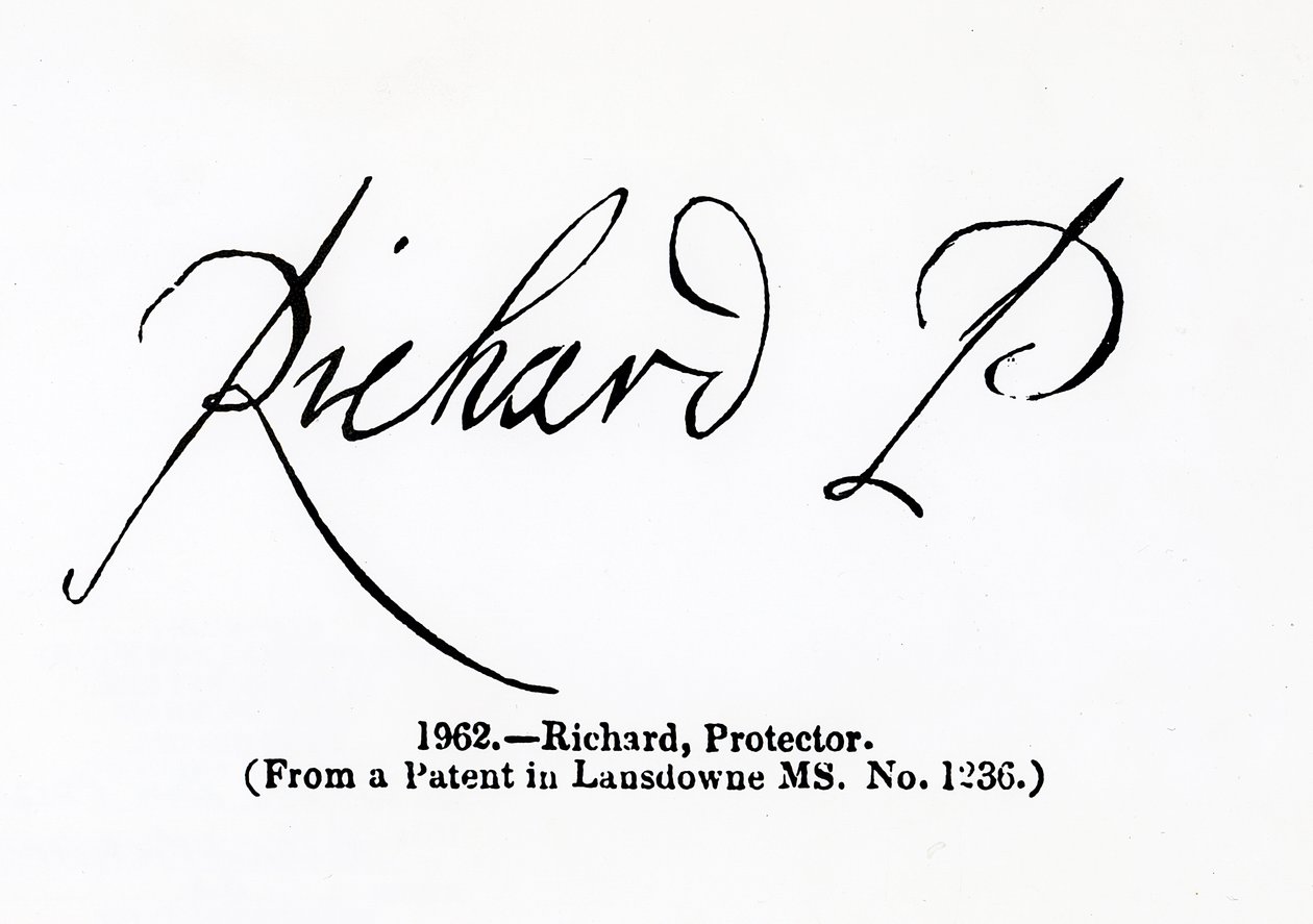 Reproduction of the Signature of Richard Cromwell (1626-1712) Lord Protector by Unbekannt Unbekannt