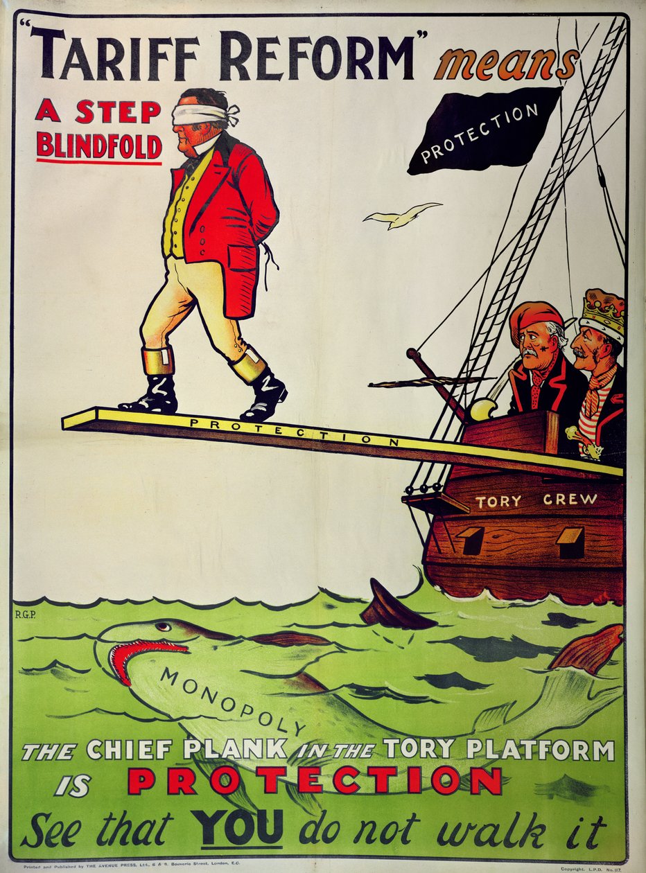 'Tariff Reform means A Step Blindfold', poster defending Free Trade ...