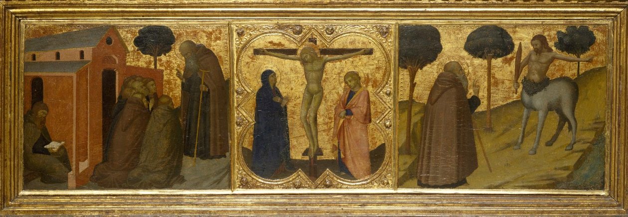 Saint Anthony Abbot Preaching; Christ on the Cross with the Virgin and Saint John; Saint Anthony Abbot by Unbekannt Unbekannt
