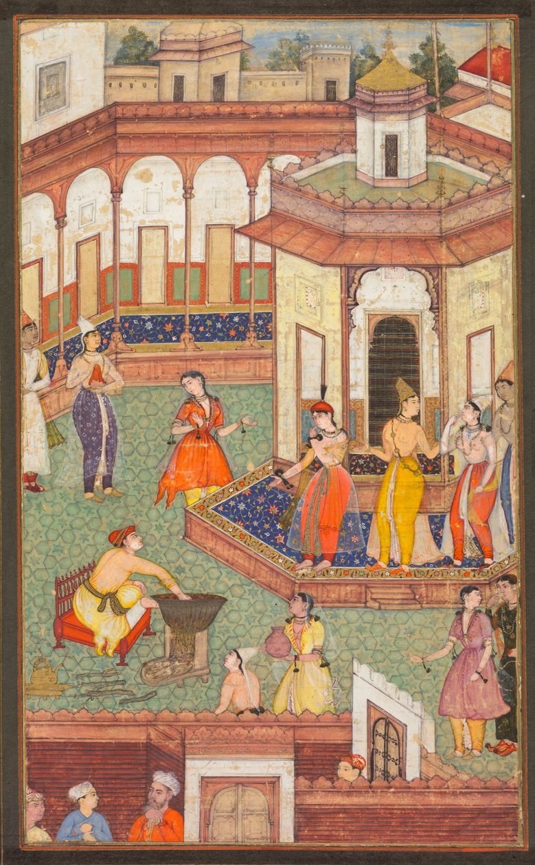 A Man Dips His Hand into a Cauldron as Ladies of the Harem Stand in Amazement, c. 1600 by Unbekannt