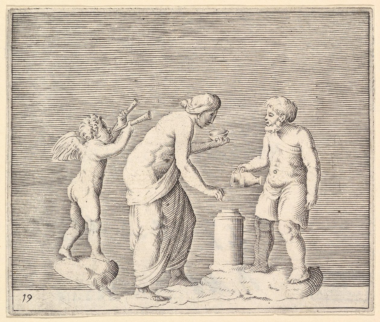 A Woman and Man Sacrificing in the Presence of Cupid by Unbekannt