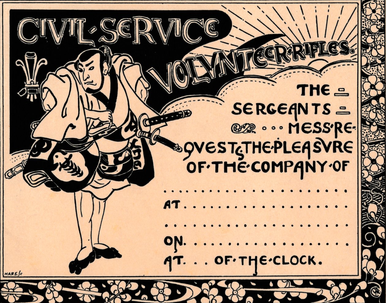 A blank invitation to a Civil Service Volunteer Rifles function by Unbekannt