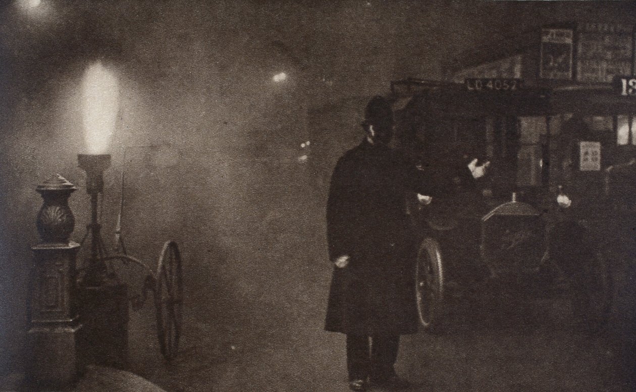A Constable Directing Traffic in the Fog, London by Unbekannt