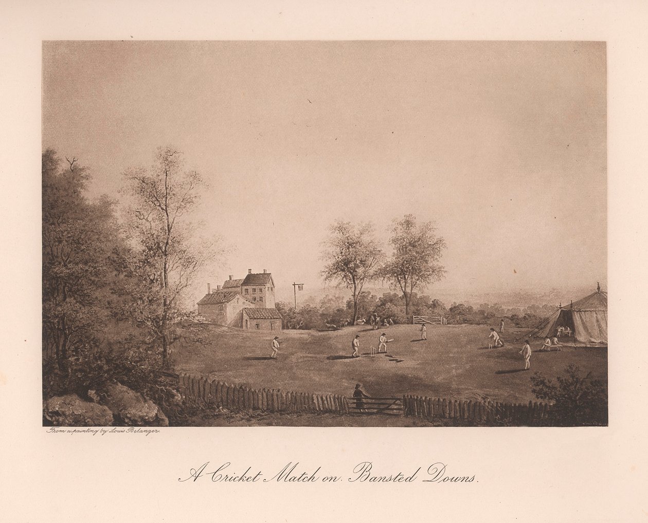 A cricket match on Bansted Downs, Surrey by Unbekannt