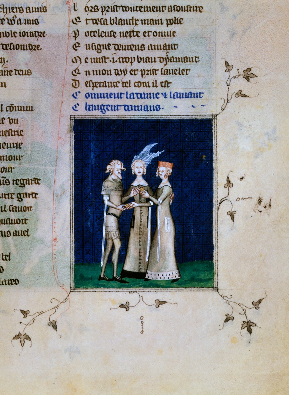 A Knight and a Lady Exchanging Rings, c1350 by Unbekannt