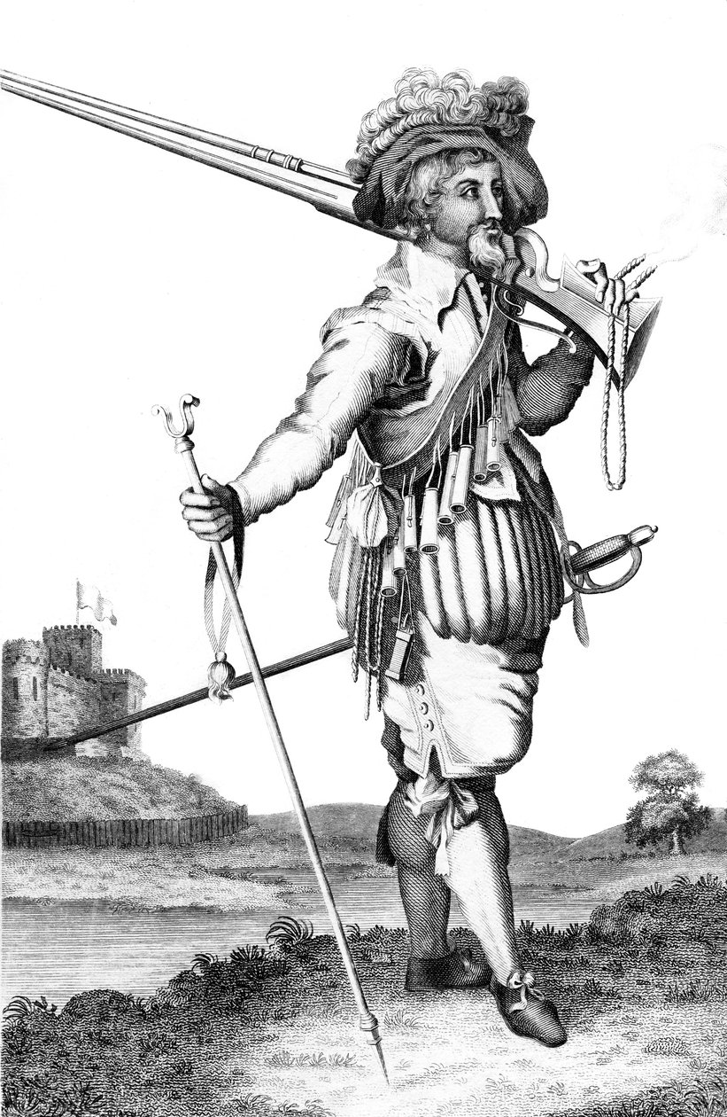A musketeer on the introduction of fire arms, 1798 by Unbekannt