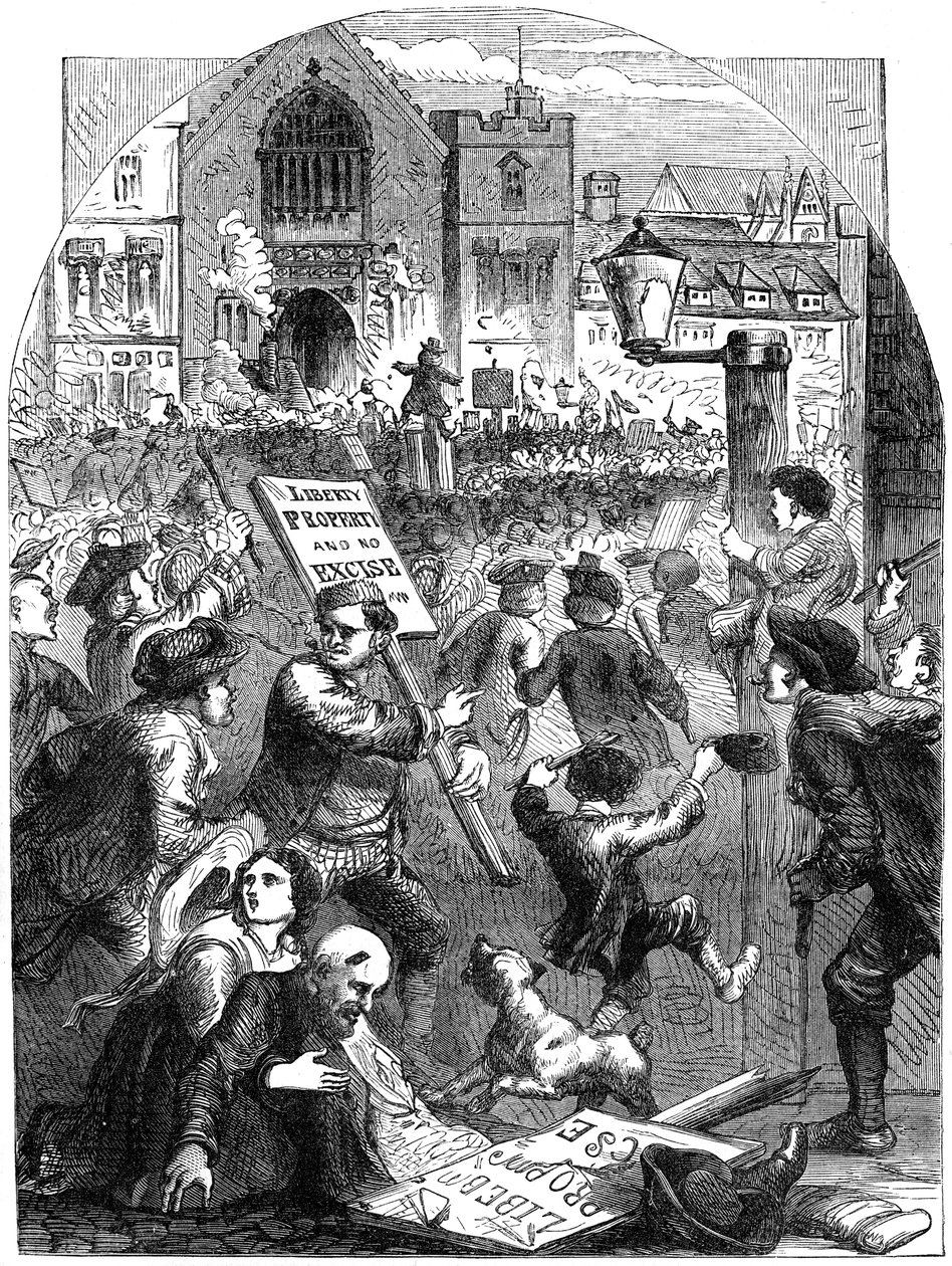 A Riotous Assembly Outside Parliament House, London by Unbekannt
