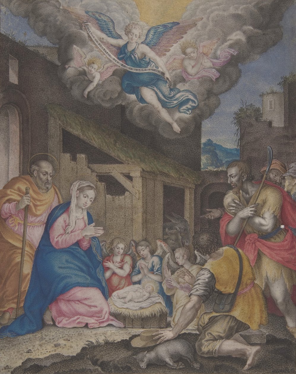 Adoration of the Shepherds by Unbekannt: Fine art print