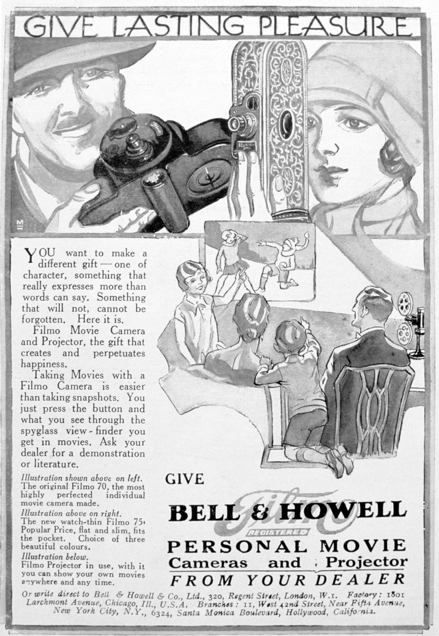 Advert for Bell & Howell personal movie cameras and projectors, 1920s by Unbekannt