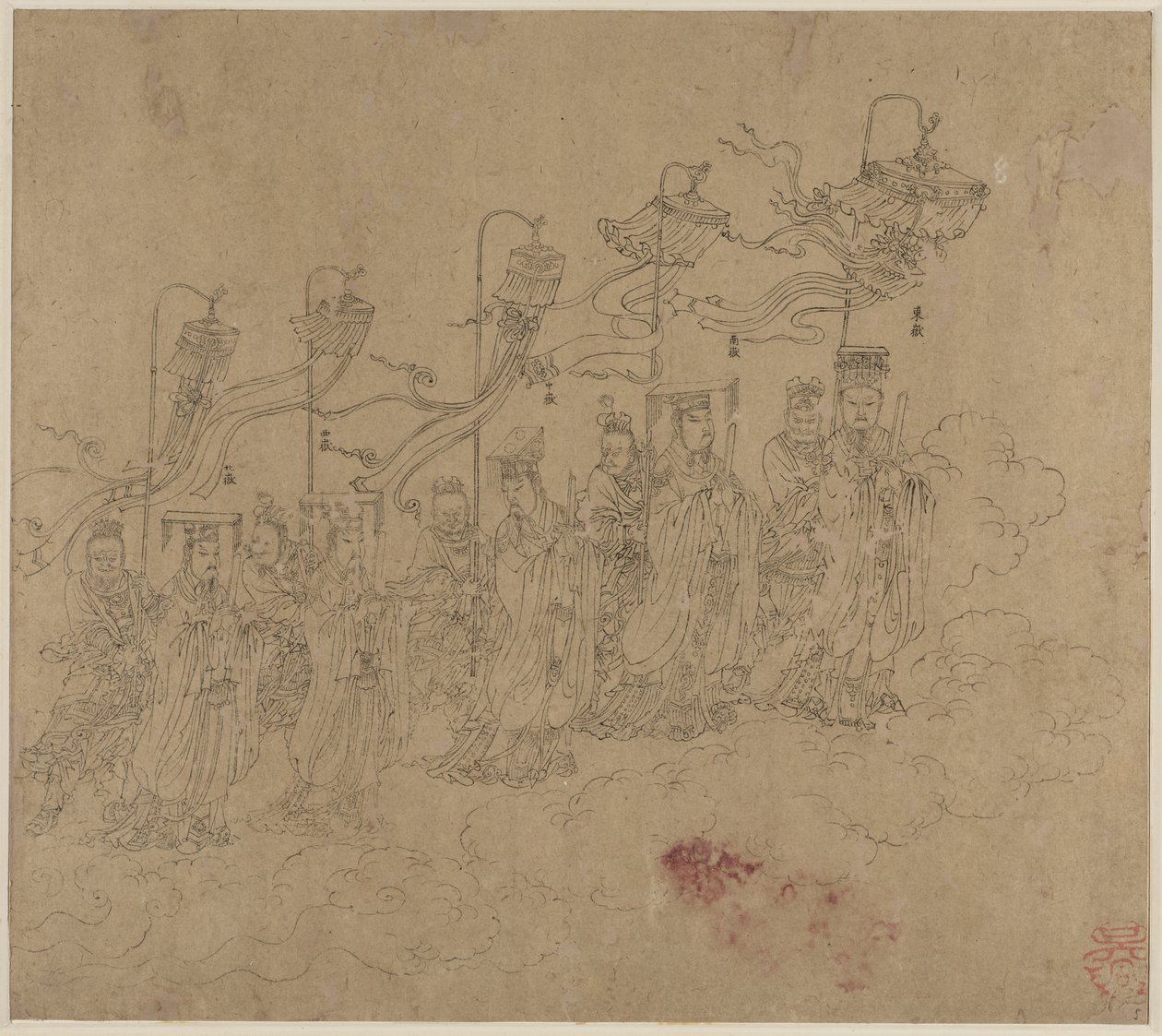 Album of Daoist and Buddhist Themes: Procession of Daoist Deities: Leaf 5 by Unbekannt