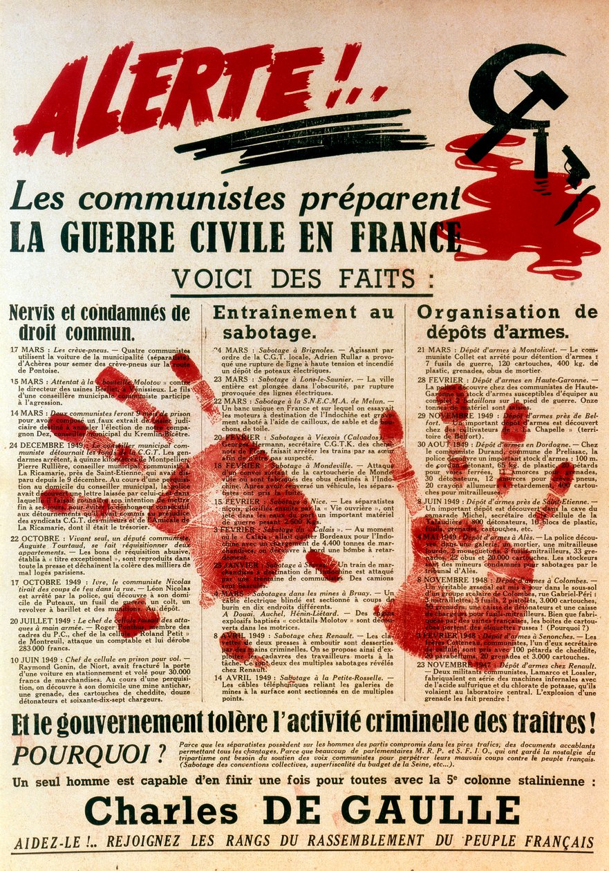 Anti-Communist Pro-Gaullist Poster, 1949 by Unbekannt