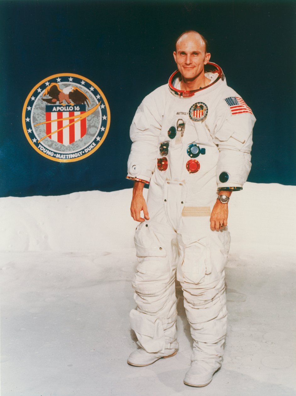 Apollo 16 Astronaut Thomas Mattingly in Spacesuit by Unbekannt