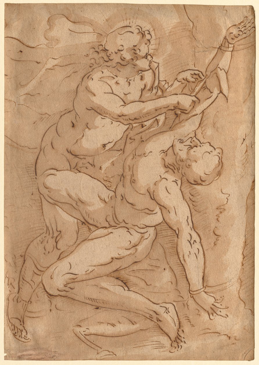 Apollo Flaying Marsyas (recto) Two Sketches of a Mother and Child (verso) by Unbekannt