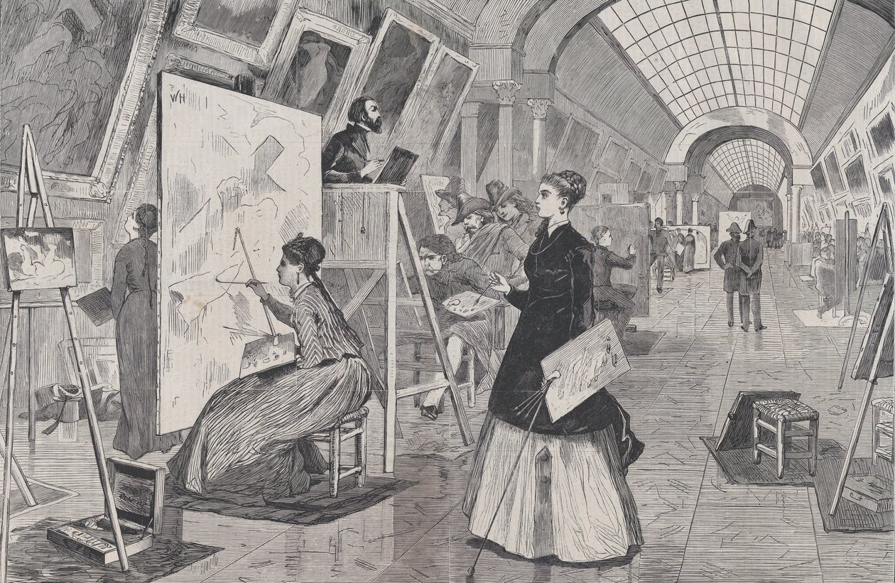 Art-Students and Copyists in the Louvre Gallery, Paris, Harper