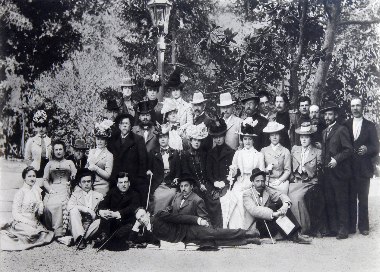 Author Maxim Gorky and Anton Chekhov Between the Actors of the Moscow Art Theatre by Unbekannt