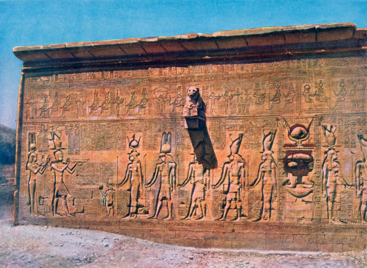 Bas-relief of Cleopatra, Caesarion, Temple of Hathor, Dendara in Egypt